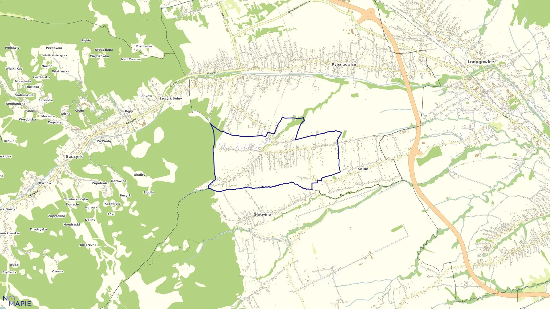 Mapa obrębu GODZISZKA w gminie Buczkowice